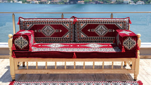 L Corner Arabic Wooden Bench Sofa Sets, Outdoor Furniture, Moroccan Bench Cushion, Patio Furniture, Yemeni Majlis, Bohemian Furniture, Floor Cushion Set