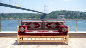 L Corner Arabic Wooden Bench Sofa Sets, Outdoor Furniture, Moroccan Bench Cushion, Patio Furniture, Yemeni Majlis, Bohemian Furniture, Floor Cushion Set