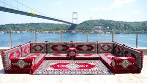 8'' Thickness U Sofa Set, Moroccan Sofa, Turkish Sitting Pillows Set, Arabic Majlis