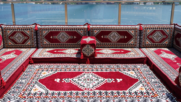 8'' Thickness U Sofa Set, Moroccan Sofa, Turkish Sitting Pillows Set, Arabic Majlis