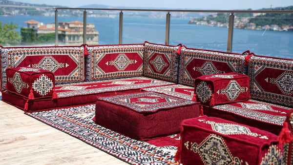 8'' Thickness U Sofa Set, Moroccan Sofa, Turkish Sitting Pillows Set, Arabic Majlis