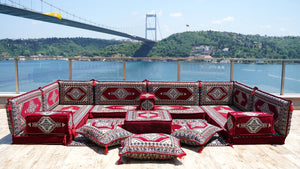 8'' Thickness U Sofa Set, Moroccan Sofa, Turkish Sitting Pillows Set, Arabic Majlis