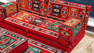 Red Milas Breeze pattern single Arabic floor sofa set, photo 11 of 16