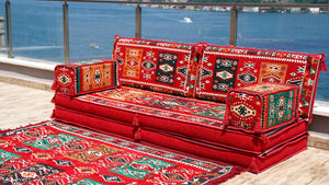 Red Milas Breeze pattern single Arabic floor sofa set, photo 15 of 16