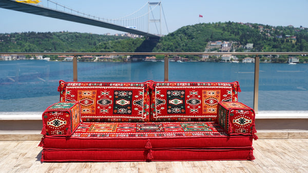 Red Milas Breeze pattern single Arabic floor sofa set, photo 16 of 16