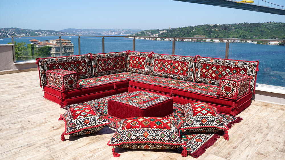 8 Zoll dicke L-Sofagarnitur, arabische Sofasitzgelegenheit, Bodenkissen, Eckbodensofa, Modulsofa-Set