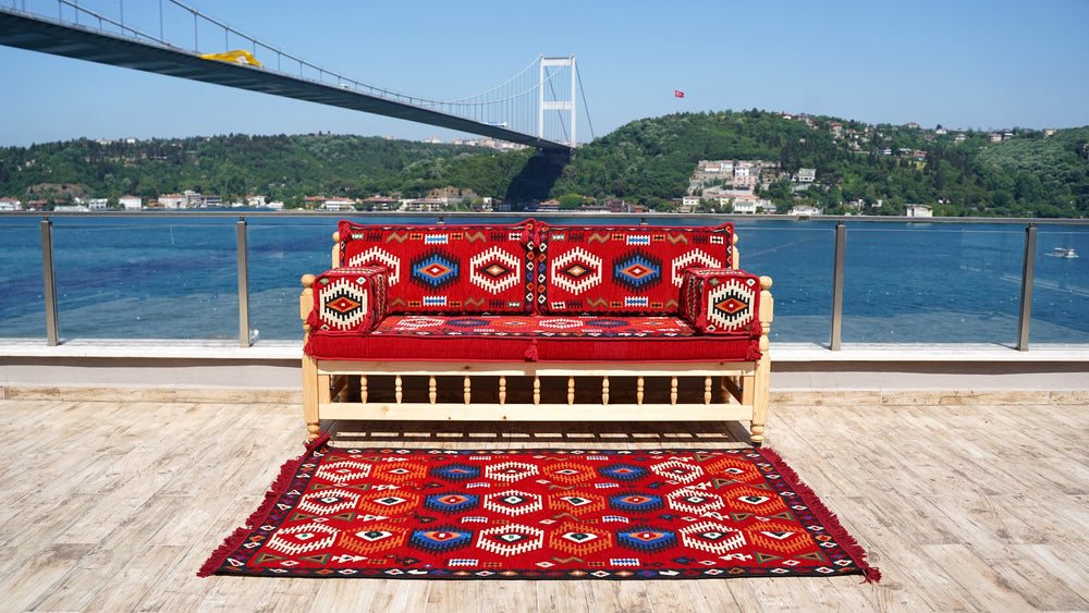 Single Patio Benches, Wooden Bench Sofa Sets, Patio Benches, Floor Cushions Set, Moroccan Bench Cushion, Yemeni Majlis, Arabic Seating Jalsah, Garden Sofa Set