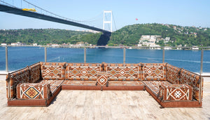 8'' Thickness U Sofa Set, Moroccan Sofa Seating, Arabic Jalsa, Turkish Cushions Set