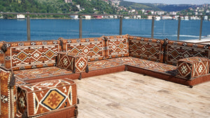 8'' Thickness U Sofa Set, Moroccan Sofa Seating, Arabic Jalsa, Turkish Cushions Set