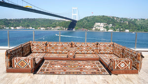 8'' Thickness U Sofa Set, Moroccan Sofa Seating, Arabic Jalsa, Turkish Cushions Set