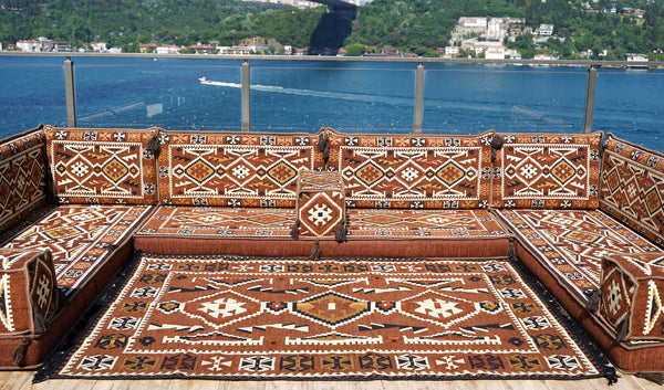 8'' Thickness U Sofa Set, Moroccan Sofa Seating, Arabic Jalsa, Turkish Cushions Set