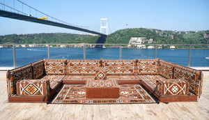 8'' Thickness U Sofa Set, Moroccan Sofa Seating, Arabic Jalsa, Turkish Cushions Set