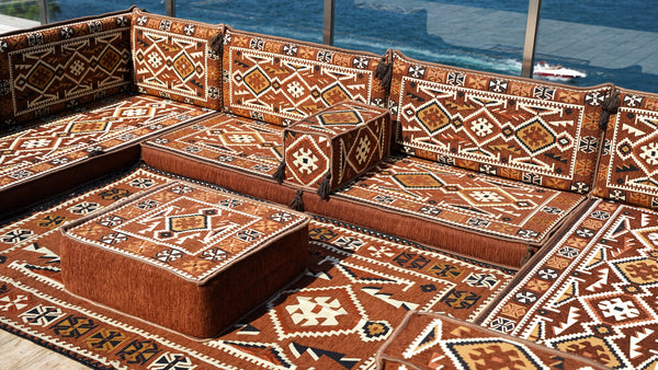 8'' Thickness U Sofa Set, Moroccan Sofa Seating, Arabic Jalsa, Turkish Cushions Set