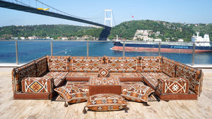 8'' Thickness U Sofa Set, Moroccan Sofa Seating, Arabic Jalsa, Turkish Cushions Set