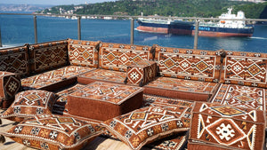 8'' Thickness U Sofa Set, Moroccan Sofa Seating, Arabic Jalsa, Turkish Cushions Set