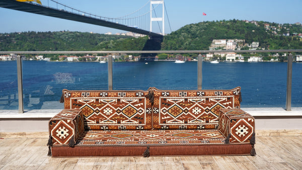 8'' Thickness Sofa Set, Traditional Turkish, Arabic Floor Couch, Reading Loveseats, 8" Thickness Moroccan Floor Seating Set