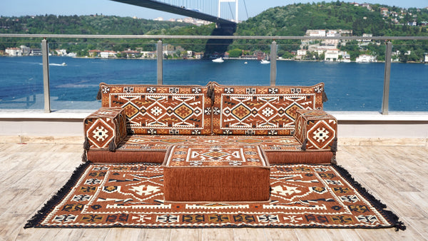 8'' Thickness Sofa Set, Traditional Turkish, Arabic Floor Couch, Reading Loveseats, 8" Thickness Moroccan Floor Seating Set