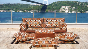 8'' Thickness Sofa Set, Traditional Turkish, Arabic Floor Couch, Reading Loveseats, 8" Thickness Moroccan Floor Seating Set