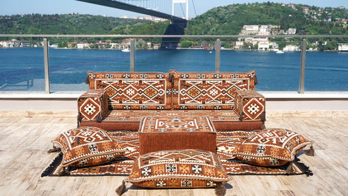 8'' Thickness Sofa Set, Traditional Turkish, Arabic Floor Couch, Reading Loveseats, 8" Thickness Moroccan Floor Seating Set