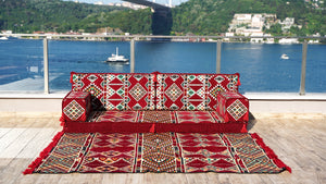 8'' Thickness Sofa Set, Red Window Seat, Floor Couch, Reading Sofa Pillow, Meditation Yoga Loveseat