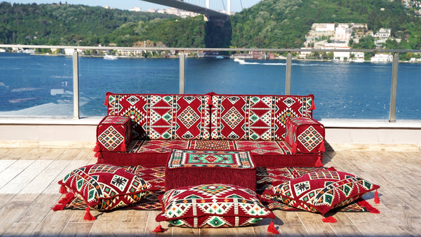 8'' Dicke Sofagarnitur, Rotes Fensterbankkissen, Bodensofa, Lesesofakissen, Meditations-Yoga-Loveseat