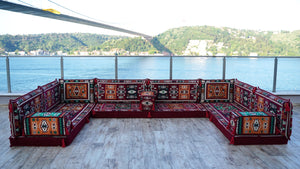 8'' Thickness U Sofa Set, Turkish Floor Seating Set, Oriental Sofa Seating Set