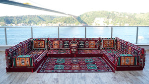 8'' Thickness U Sofa Set, Turkish Floor Seating Set, Oriental Sofa Seating Set