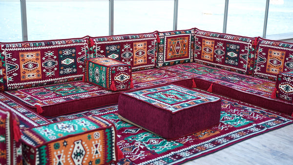 8'' Thickness U Sofa Set, Turkish Floor Seating Set, Oriental Sofa Seating Set