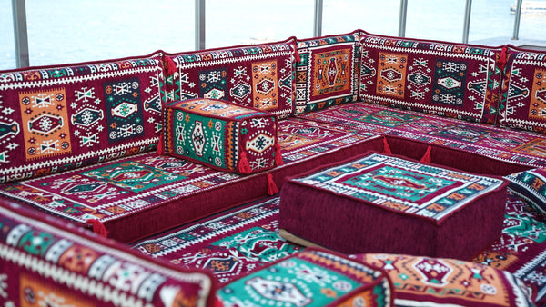8'' Thickness U Sofa Set, Turkish Floor Seating Set, Oriental Sofa Seating Set