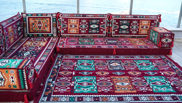 8'' Thickness L Sofa Set, Arabic Sofa Set, Floor Sofa Seating Set, Oriental Floor Seating, Floor Cushions