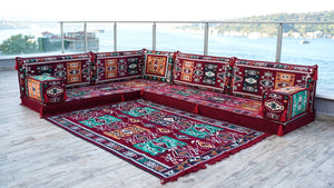 8'' Thickness L Sofa Set, Arabic Sofa Set, Floor Sofa Seating Set, Oriental Floor Seating, Floor Cushions