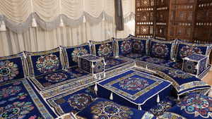 أريكة مجلس ديوان عربي، وسائد مقاعد، أريكة على طراز بوهو التقليدي، أريكة مغربية للجلوس، أريكة مقطعية، وسادة أرضية عربية