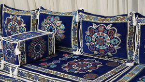 أريكة مجلس ديوان عربي، وسائد مقاعد، أريكة على طراز بوهو التقليدي، أريكة مغربية للجلوس، أريكة مقطعية، وسادة أرضية عربية