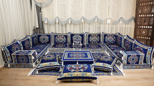 أريكة مجلس ديوان عربي، وسائد مقاعد، أريكة على طراز بوهو التقليدي، أريكة مغربية للجلوس، أريكة مقطعية، وسادة أرضية عربية