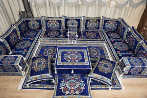 أريكة مجلس ديوان عربي، وسائد مقاعد، أريكة على طراز بوهو التقليدي، أريكة مغربية للجلوس، أريكة مقطعية، وسادة أرضية عربية