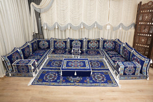 أريكة مجلس ديوان عربي، وسائد مقاعد، أريكة على طراز بوهو التقليدي، أريكة مغربية للجلوس، أريكة مقطعية، وسادة أرضية عربية