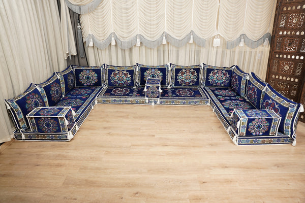 أريكة مجلس ديوان عربي، وسائد مقاعد، أريكة على طراز بوهو التقليدي، أريكة مغربية للجلوس، أريكة مقطعية، وسادة أرضية عربية