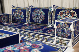 أريكة مجلس ديوان عربي، وسائد مقاعد، أريكة على طراز بوهو التقليدي، أريكة مغربية للجلوس، أريكة مقطعية، وسادة أرضية عربية