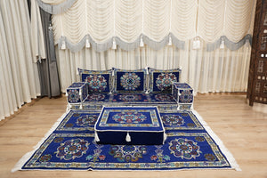 أريكة مجلس ديوان عربي، وسائد مقاعد، أريكة على طراز بوهو التقليدي، أريكة مغربية للجلوس، أريكة مقطعية، وسادة أرضية عربية