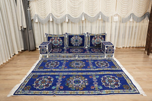 أريكة مجلس ديوان عربي، وسائد مقاعد، أريكة على طراز بوهو التقليدي، أريكة مغربية للجلوس، أريكة مقطعية، وسادة أرضية عربية