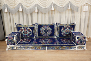 أريكة مجلس ديوان عربي، وسائد مقاعد، أريكة على طراز بوهو التقليدي، أريكة مغربية للجلوس، أريكة مقطعية، وسادة أرضية عربية