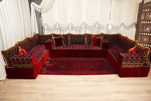 U-Shaped Floor Sofa, Diwan Sofa Sets, Moroccan Floor Sofa, Velvet Majlis Sofa, Traditional Majlis Floor Seating, Bohemian Floor Seating