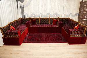 U-Shaped Floor Sofa, Diwan Sofa Sets, Moroccan Floor Sofa, Velvet Majlis Sofa, Traditional Majlis Floor Seating, Bohemian Floor Seating