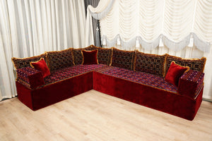 U-Shaped Floor Sofa, Diwan Sofa Sets, Moroccan Floor Sofa, Velvet Majlis Sofa, Traditional Majlis Floor Seating, Bohemian Floor Seating
