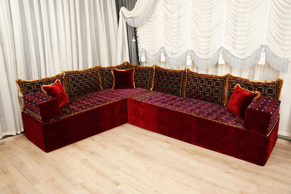U-Shaped Floor Sofa, Diwan Sofa Sets, Moroccan Floor Sofa, Velvet Majlis Sofa, Traditional Majlis Floor Seating, Bohemian Floor Seating