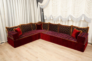 U-Shaped Floor Sofa, Diwan Sofa Sets, Moroccan Floor Sofa, Velvet Majlis Sofa, Traditional Majlis Floor Seating, Bohemian Floor Seating