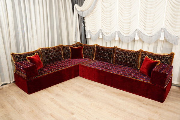 U-Shaped Floor Sofa, Diwan Sofa Sets, Moroccan Floor Sofa, Velvet Majlis Sofa, Traditional Majlis Floor Seating, Bohemian Floor Seating