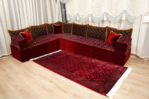 U-Shaped Floor Sofa, Diwan Sofa Sets, Moroccan Floor Sofa, Velvet Majlis Sofa, Traditional Majlis Floor Seating, Bohemian Floor Seating
