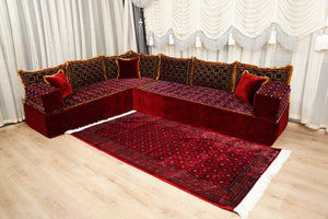 U-Shaped Floor Sofa, Diwan Sofa Sets, Moroccan Floor Sofa, Velvet Majlis Sofa, Traditional Majlis Floor Seating, Bohemian Floor Seating
