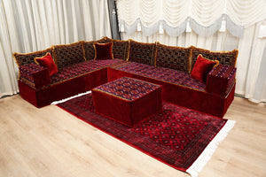 Marokkanisches Bodenssofa, Diwan-Sitzgarnituren, Afghanisches Bodenssofa, Böhmische Bodensitzgelegenheiten, Ecksofas, Bodensofa, Sofa im Boho-Stil, Arabisches Majlis-Sofa